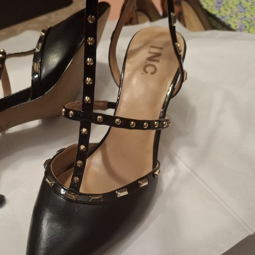 INC International Concepts Black Studded Women's Heels